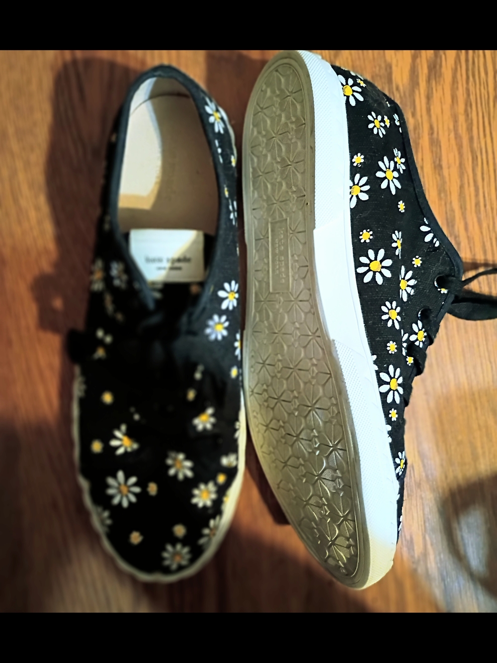 kate spade Black Canvas Sneakers with White & Yellow Daisy Print - Picture 3 of 3